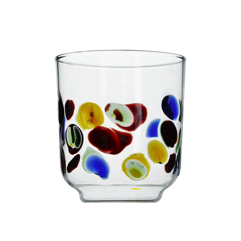 Borosilicate Single Wall Glass Color Dots Cup